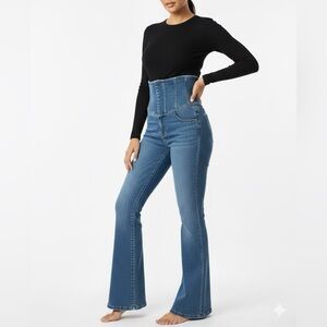 NWT Good American Corset Jean High Waist Duncan Blue Stretch Sz 4 27